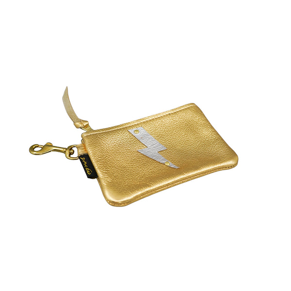 Metallic Leather Coin Pouch Key Chain