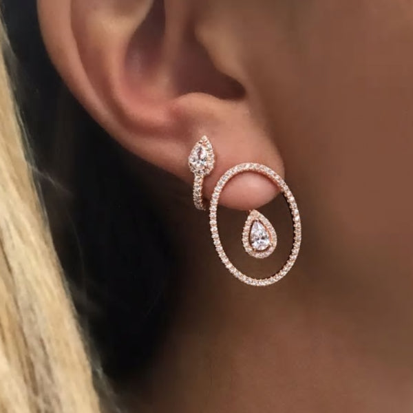 Oval Drop Jacket Earring