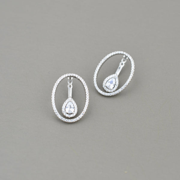 Oval Drop Jacket Earring