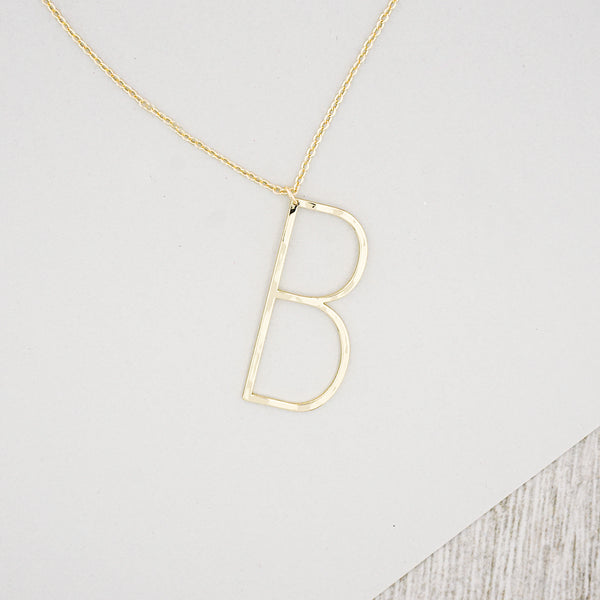 Oversized Letter Pendant Necklace