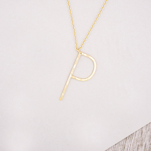 Oversized Letter Pendant Necklace