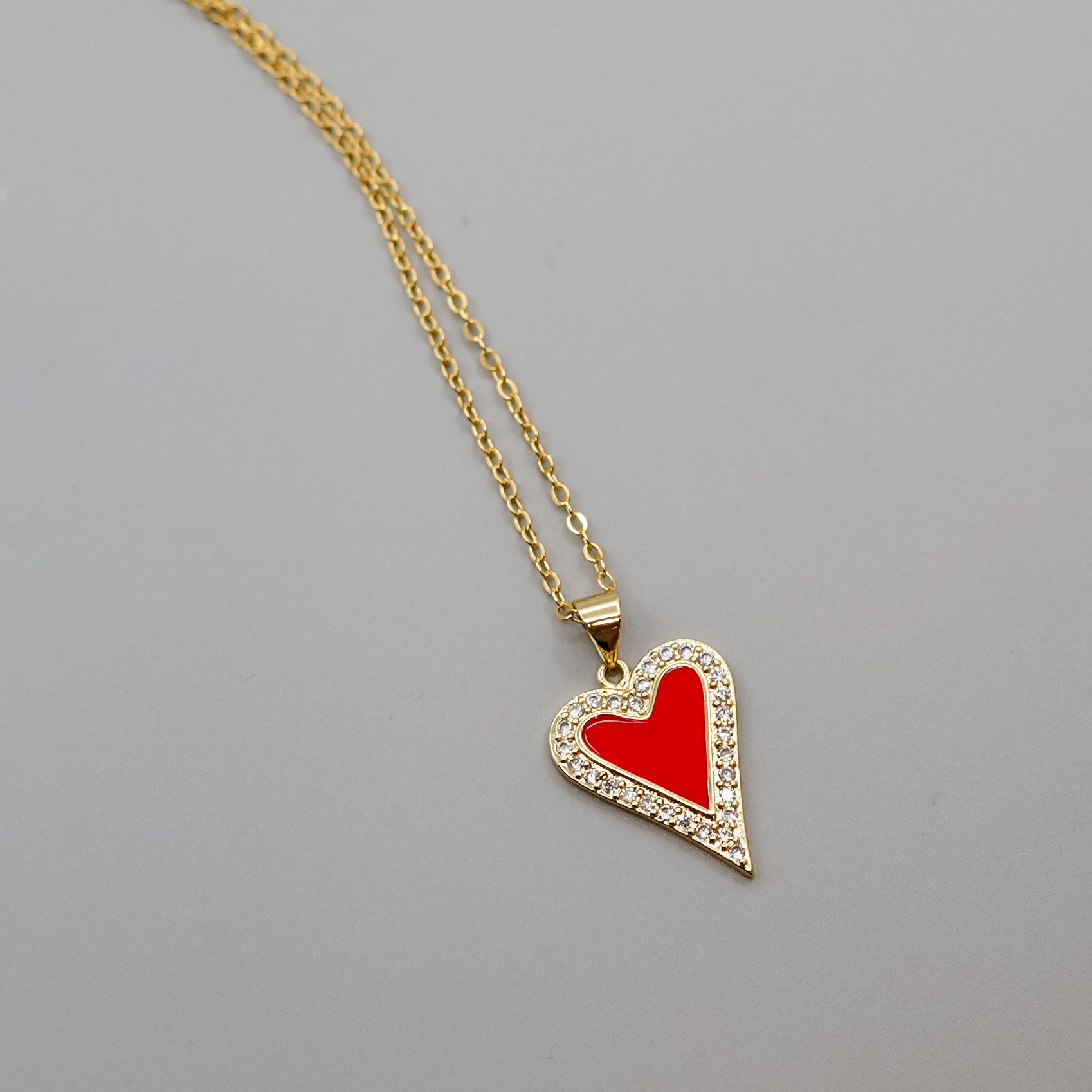 Modern Pave Heart Necklace