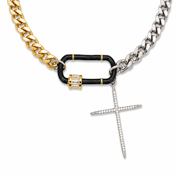 The Abide Two-Tone Cross Necklace