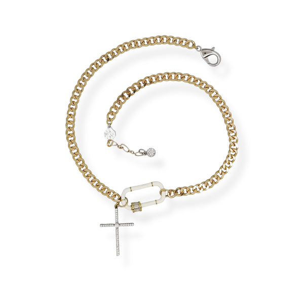 Carabiner Cross Chain Necklace