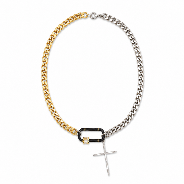The Abide Two-Tone Cross Necklace