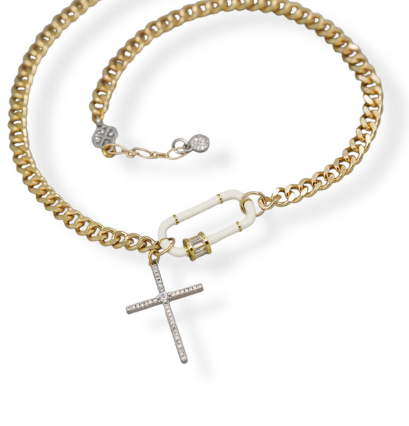 Carabiner Cross Chain Necklace