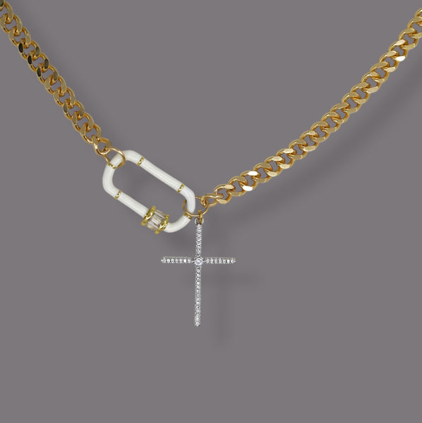 Carabiner Cross Chain Necklace