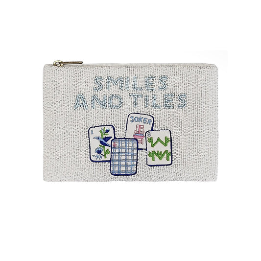 Beaded Mahjong Zipper Pouch