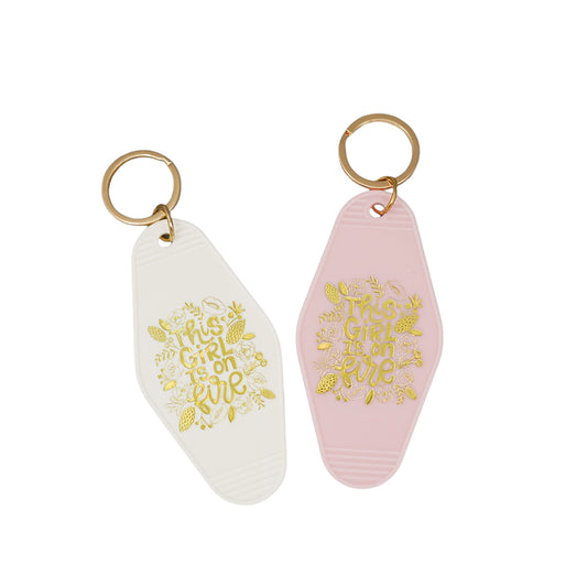 Girl on Fire Motel Key Chain