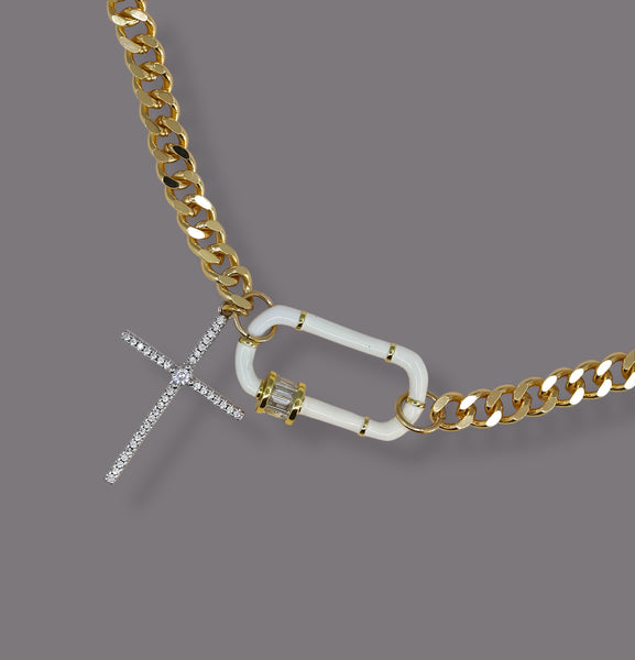 Carabiner Cross Chain Necklace