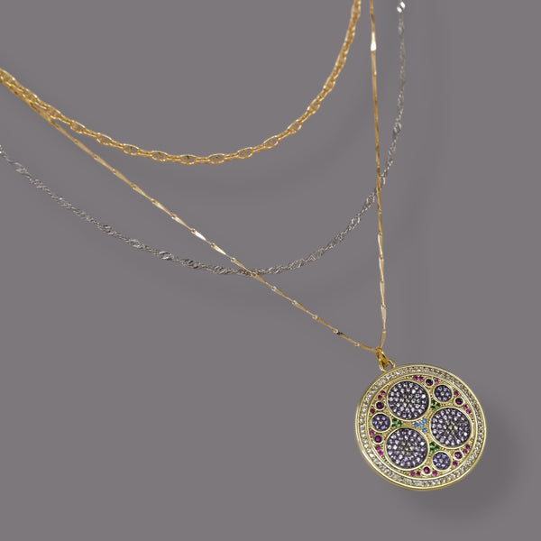 Seven Chakras Rainbow Medallion Necklace