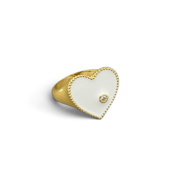Rhinestone Enamel Heart Ring