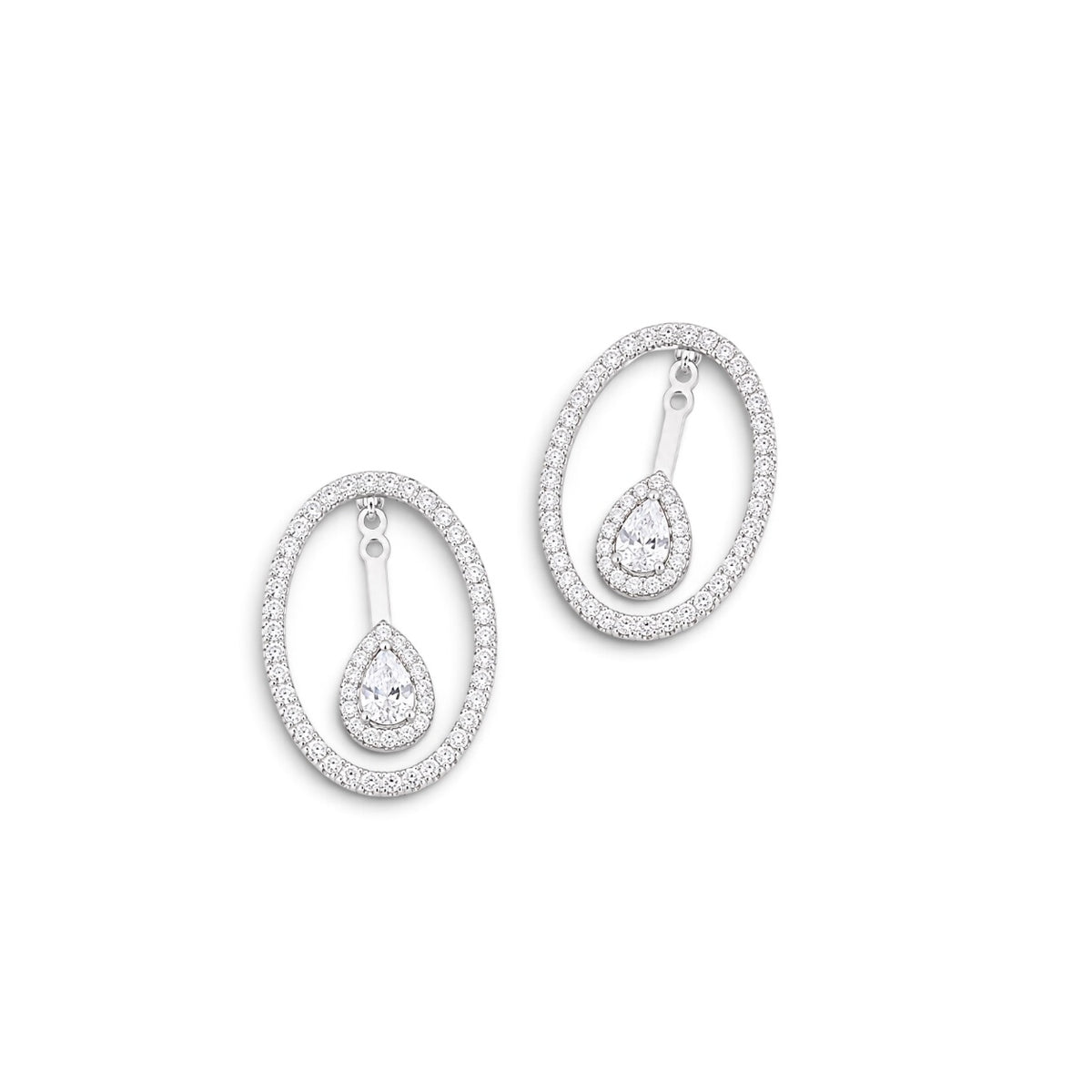 Oval Drop Jacket Earring