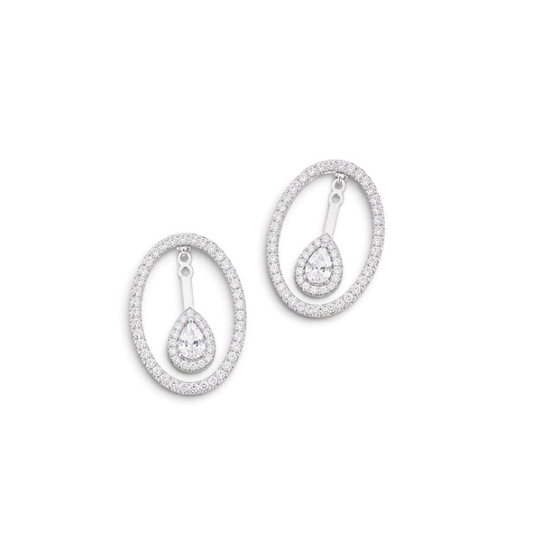Oval Drop Jacket Earring