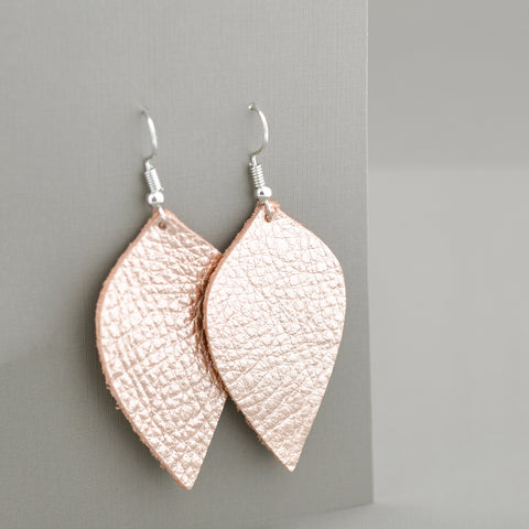 Rose Gold Leather Leaves
