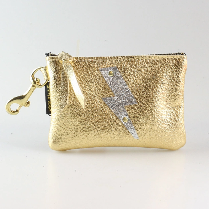 Metallic Leather Coin Pouch Key Chain