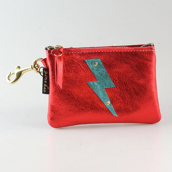 Metallic Leather Coin Pouch Key Chain