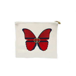 Red Butterfly Linen Zip Case